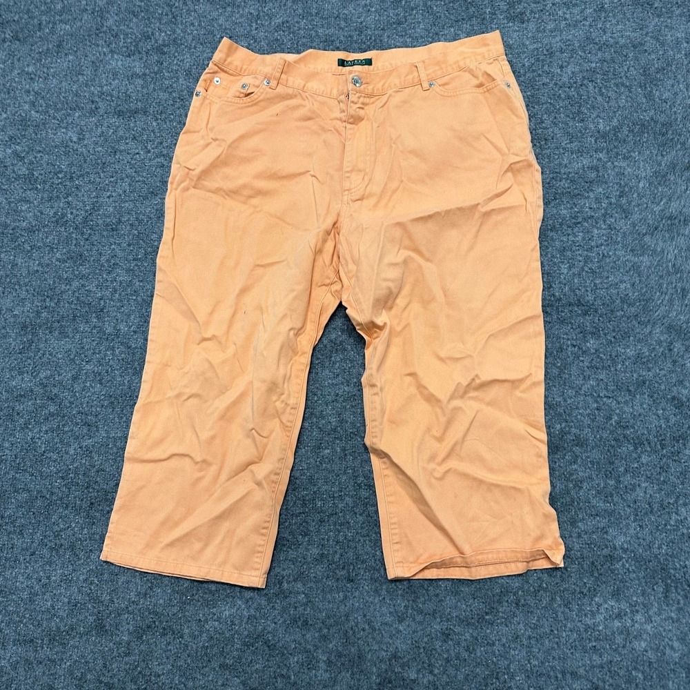 Lauren Ralph Lauren Pants Womens Size 16 Peach Orange Cotton Cropped Capri